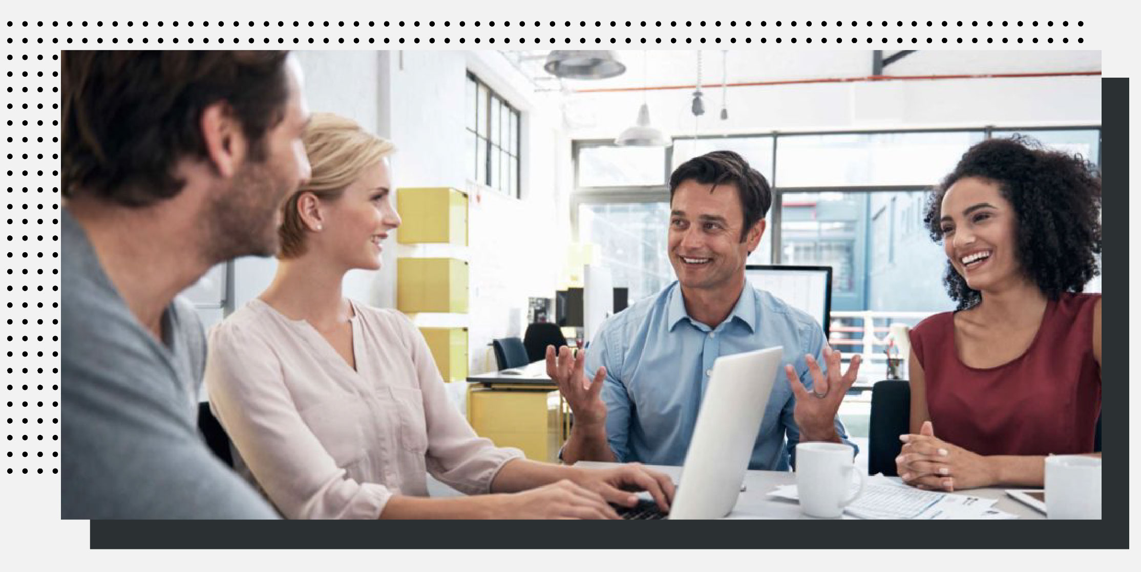 Group talking in a board room